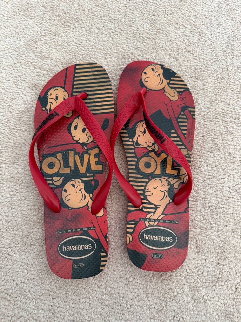 Havaianas Red Olive Oyl Print Flip Flops